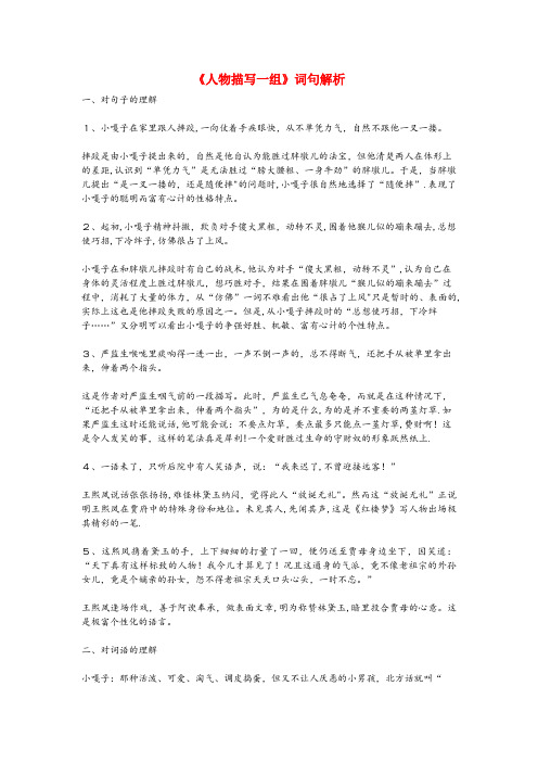澄城县XX小学五年级语文下册 第七组 22《人物描写一组》词句解析 新人教版五年级语文下册第七组2