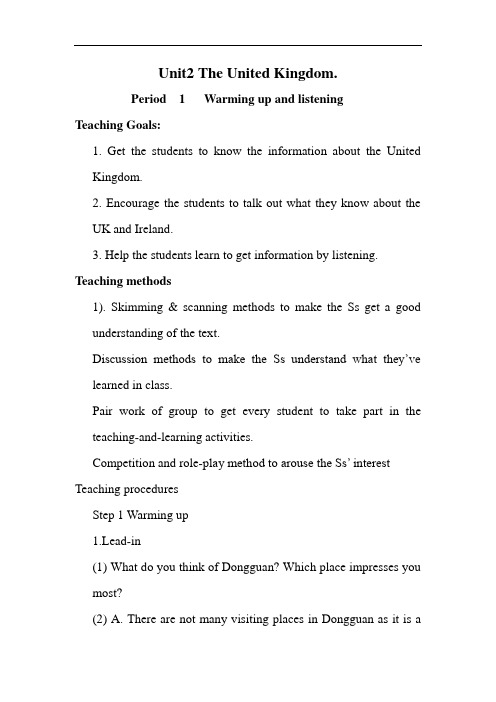 Unit2 The United Kingdom教案英文