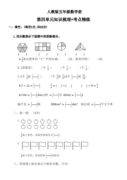 人教版五年级数学下册第四单元知识梳理+考点精练(含参考答案)