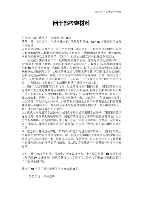 团干部考察材料