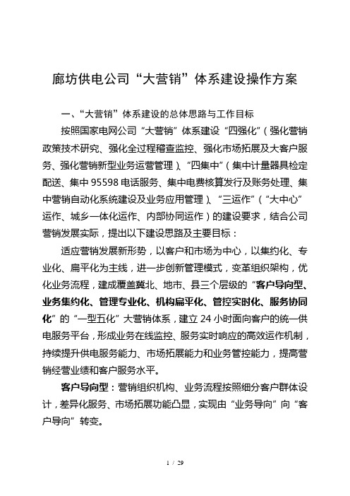 某供电公司大营销体系建设操作方案