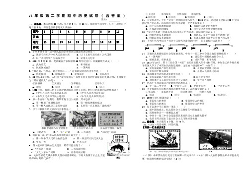 八年级第二学期期中历史试卷(含答案) (2)