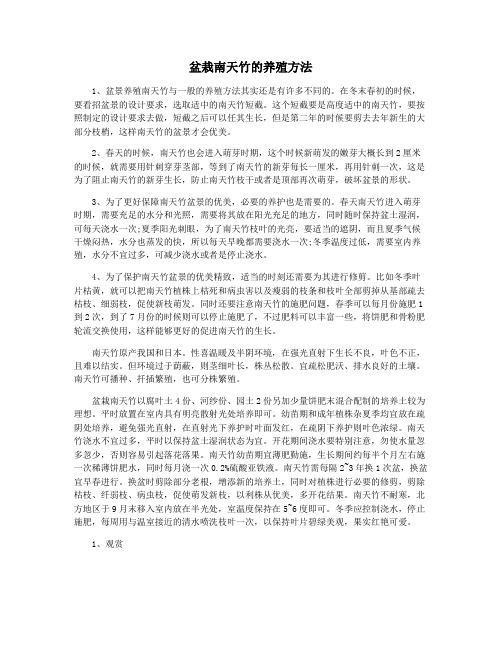 盆栽南天竹的养殖方法