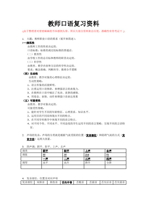 教师口语复习资料
