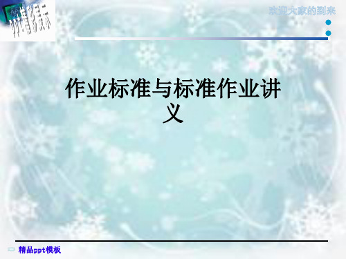 作业标准与标准作业讲义