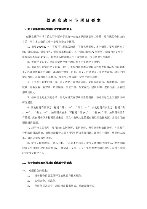 创新实践环节项目要求