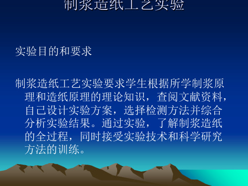 制浆造纸工艺实验