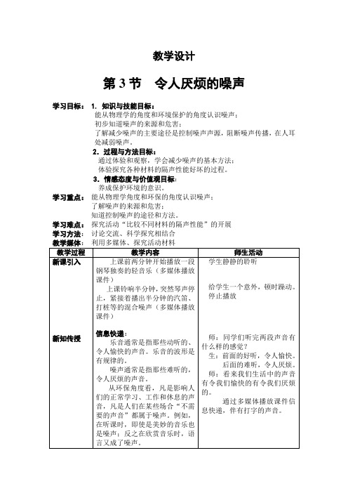 苏科版-物理-八年级下册-1.3 令人厌烦的声音