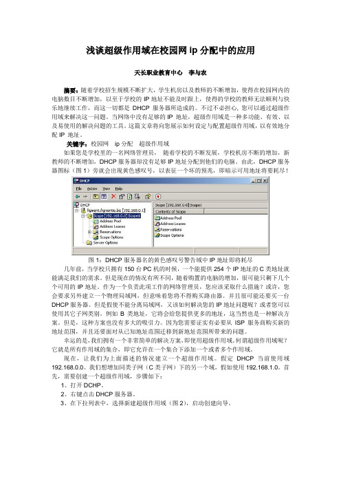 浅谈超级作用域在校园网ip分配中的应用