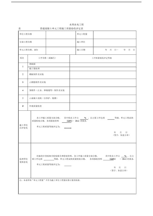 水利工程混凝土工程单元质量评定.docx