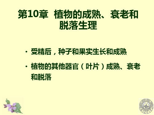 植物生理学 第十章 植物的成熟、衰老和脱落生理