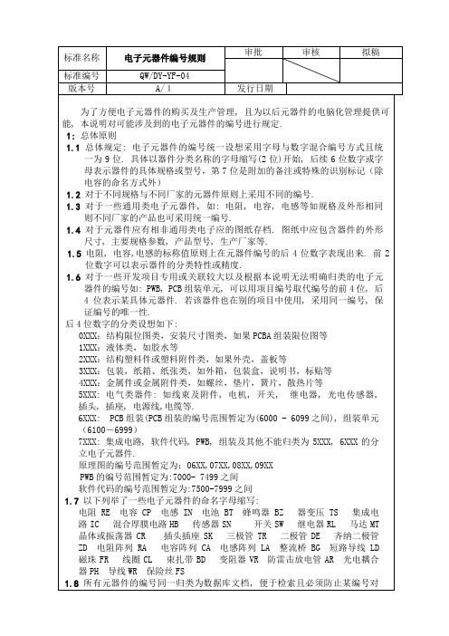 电子元器件编号规则新编