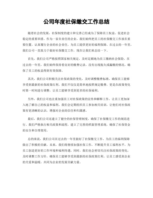 公司年度社保缴交工作总结