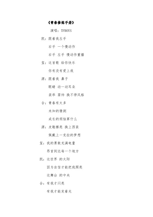 青春修炼手册 歌词