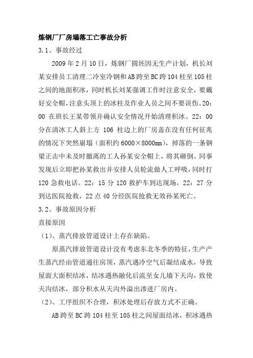 炼钢厂厂房塌落工亡事故分析