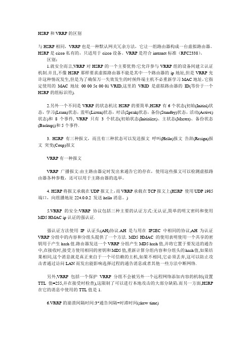 HSRP和VRRP的区别