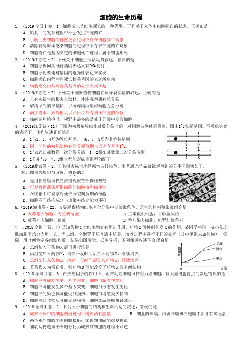 高考真题汇编4细胞的生命历程(答案)