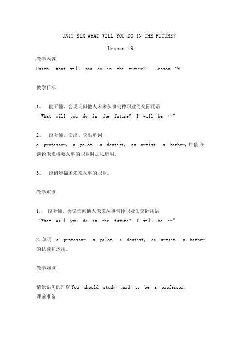 【重点分析】UNIT SIX  lesson 19 北京版