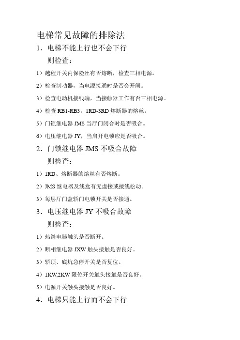电梯常见故障的排除法
