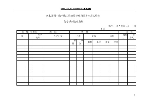 化学试剂管理台账