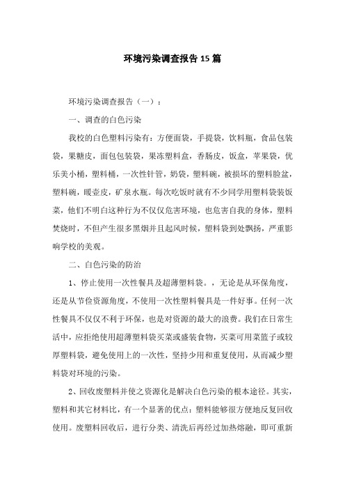 环境污染调查报告15篇