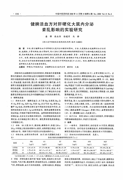 健脾活血方对肝硬化大鼠内分泌紊乱影响的实验研究