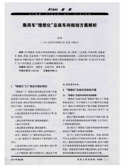 乘用车“理想化”总装车间规划方案解析