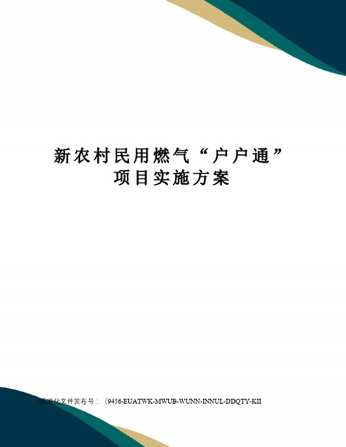 新农村民用燃气“户户通”项目实施方案