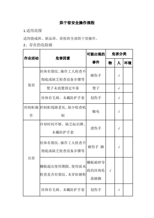 烘干窑安全操作规程