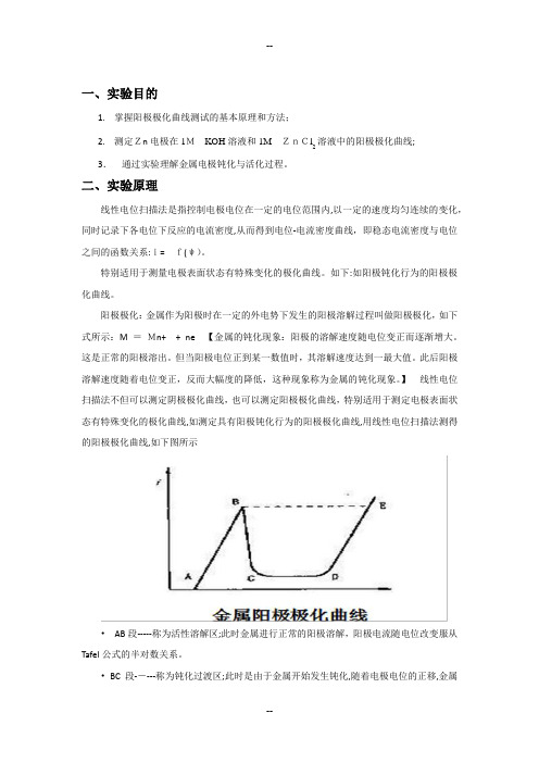 Zn电极阳极极化曲线实验报告