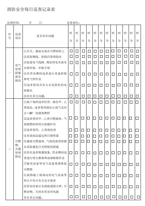 消防安全每日巡查记录表