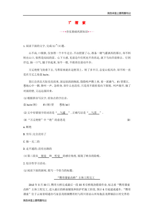 九年级语文下册第二单元溜索作业新人教版