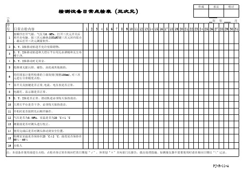 检测设备日常点检表(三次元)