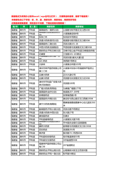 2020新版福建省漳州市平和县药工商企业公司商家名录名单黄页联系电话号码地址大全82家