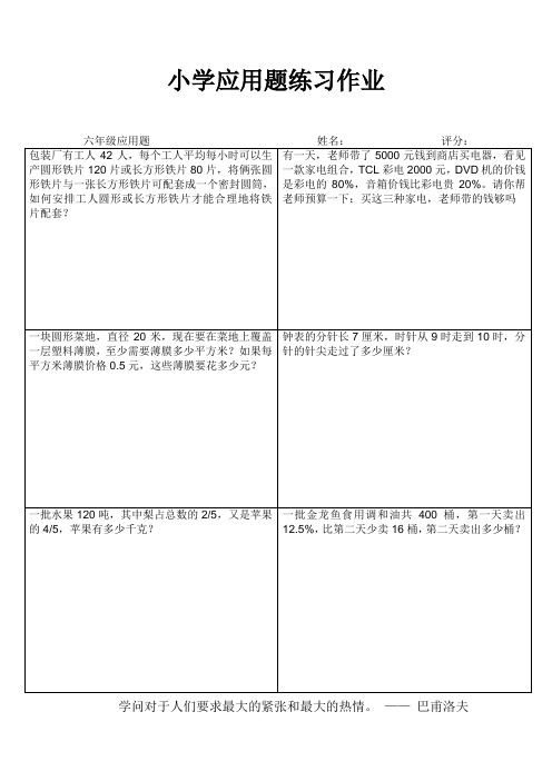小学六年级数学常态练习 (11)