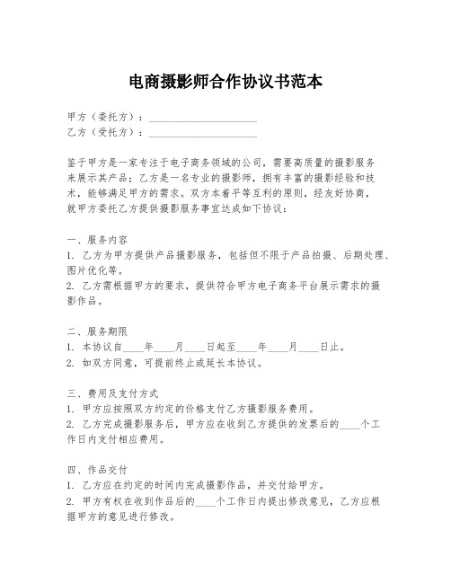 电商摄影师合作协议书范本