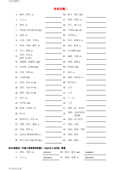 【K12教育学习资料】2015届高三英语一轮复习 单词自测练习2