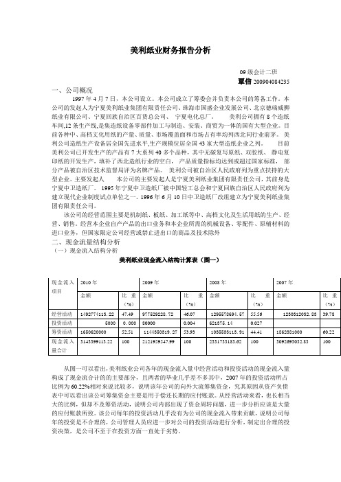 美利纸业财务报告分析