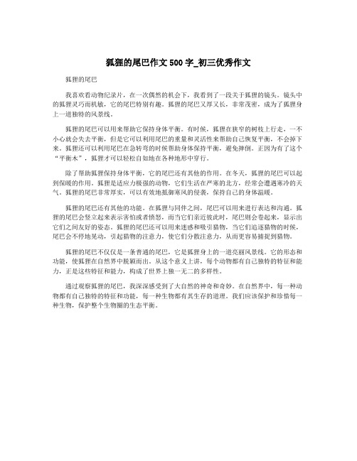 狐狸的尾巴作文500字_初三优秀作文