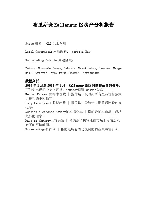 布里斯班Kallangur区房产分析报告