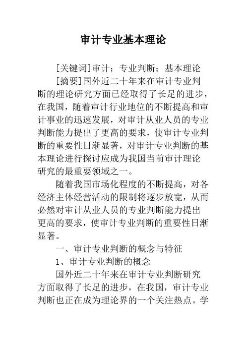 审计专业基本理论