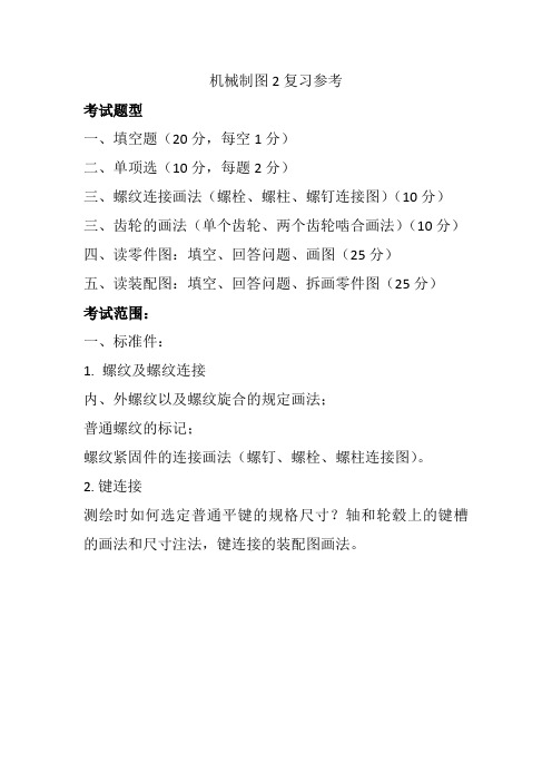 机械制图2考试题型