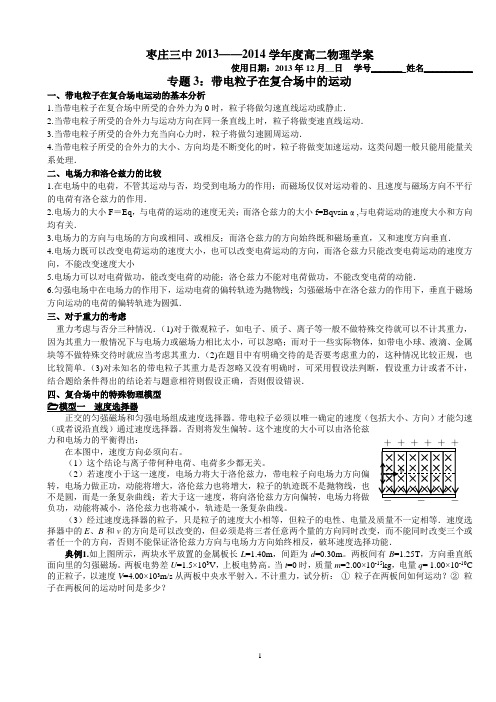 专题3：带电粒子在复合场中的运动