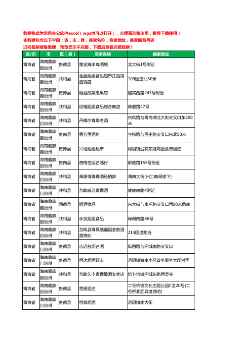 2020新版青海省海南藏族自治州酒水批发工商企业公司商家名录名单联系电话号码地址大全49家