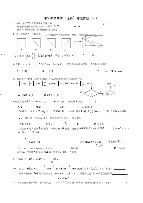 聿怀中学高三数学(理科)寒假作业(一)