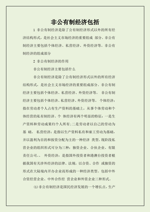 非公有制经济包括