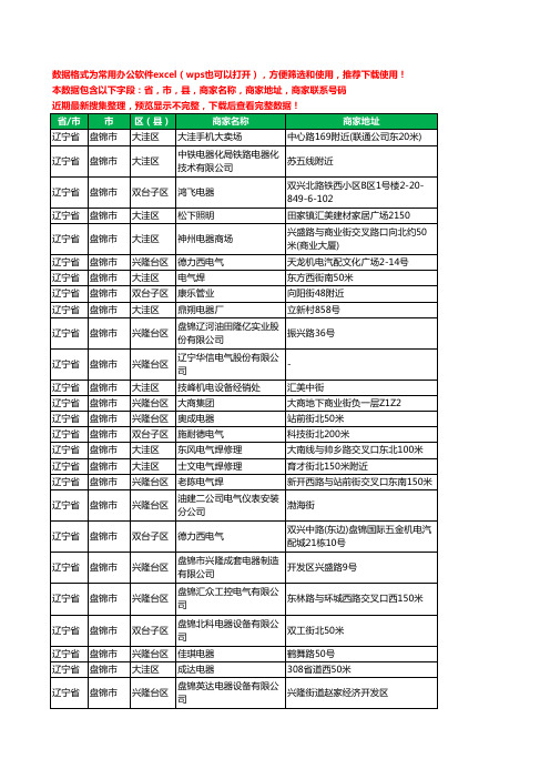 2020新版辽宁省盘锦市电器有限公司工商企业公司商家名录名单黄页联系电话号码地址大全55家