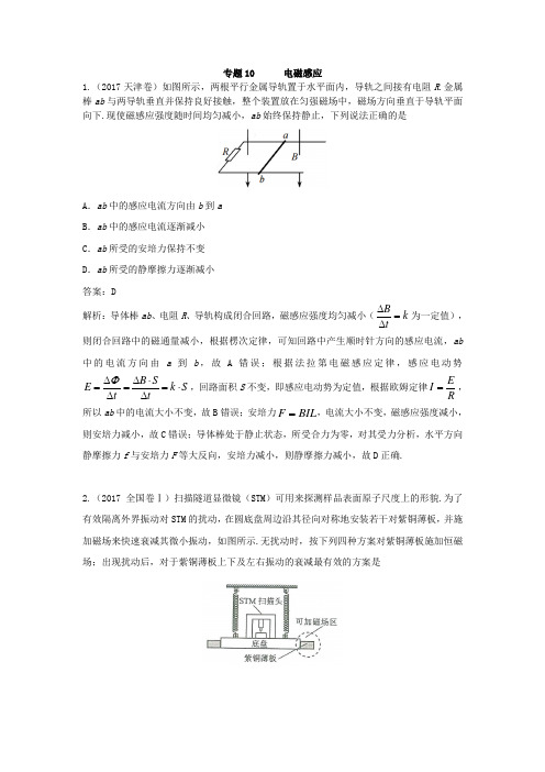 2017高考真题汇编-专题10 电磁感应