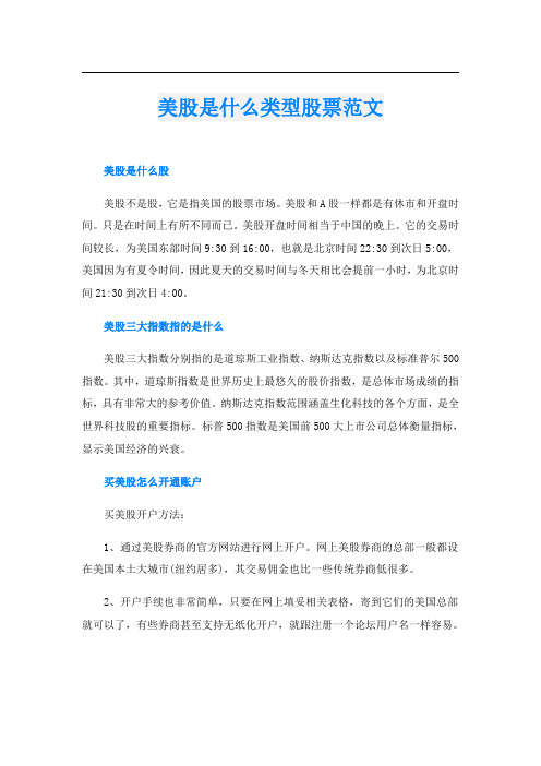 美股是什么类型股票范文