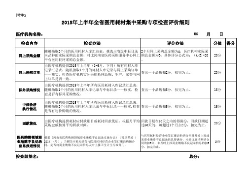 豫卫药政[2015]10号附件1-2  2015年上半年专项检查评价细则